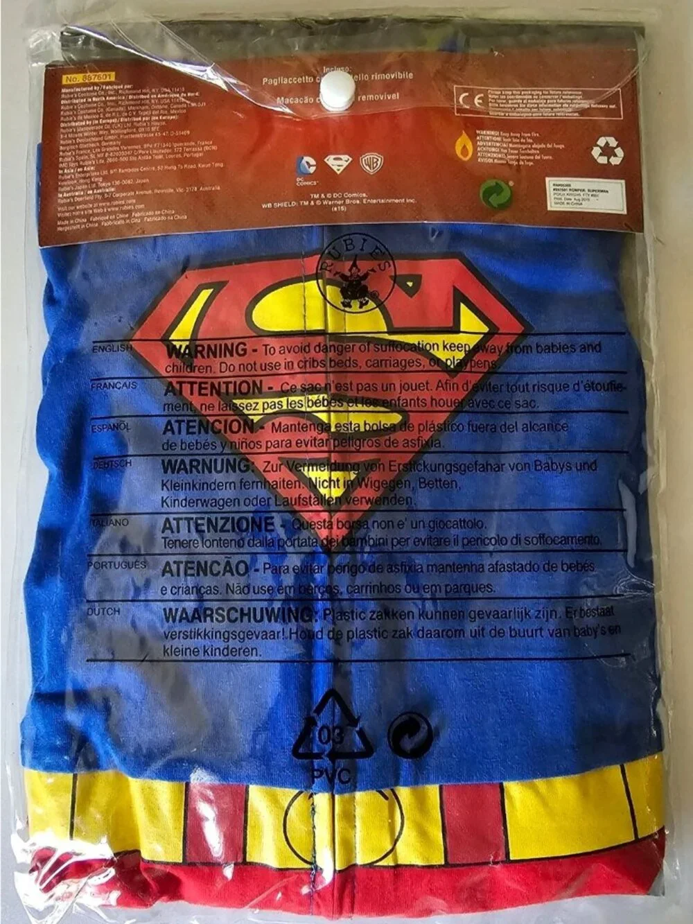 Baby Superman Costume 0-6 Months DC Comics Rubies Halloween Justice League Cape